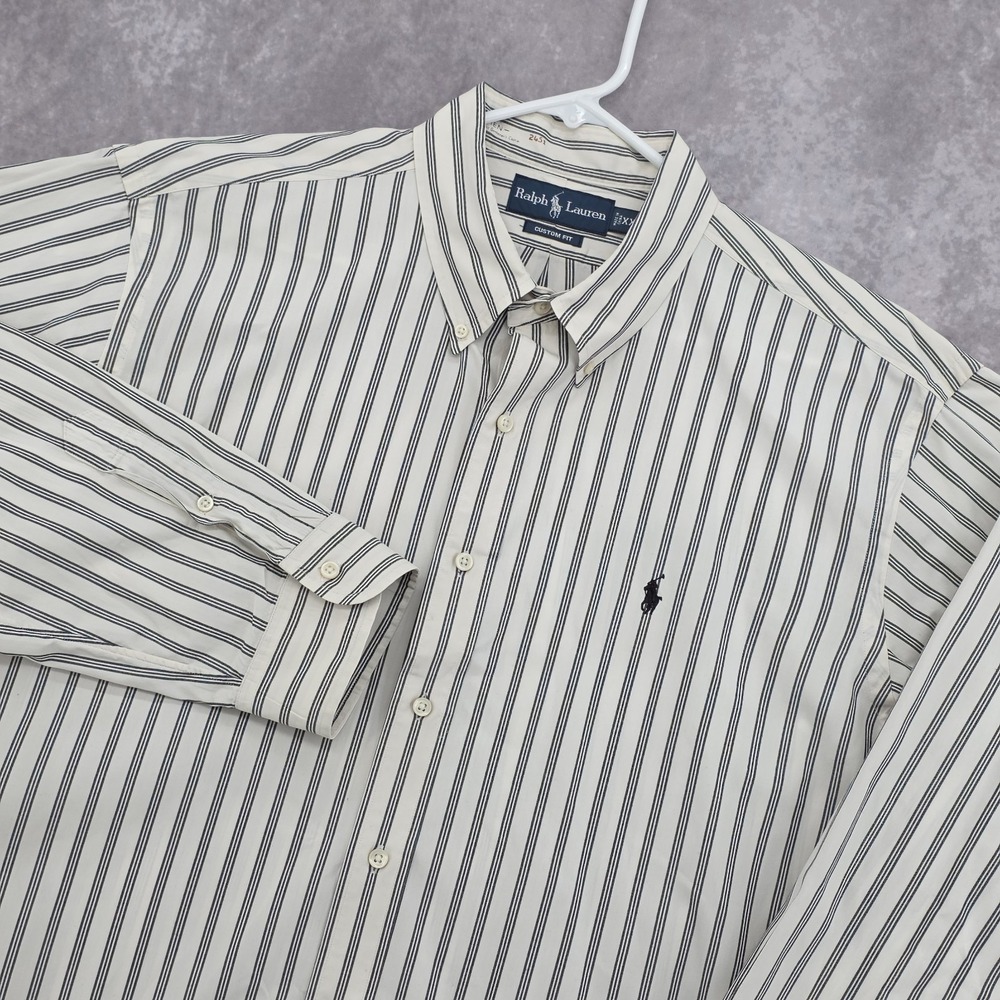 Polo Ralph Lauren Mens XXL Long Sleeve Custom Fit Striped Button Down Shirt
